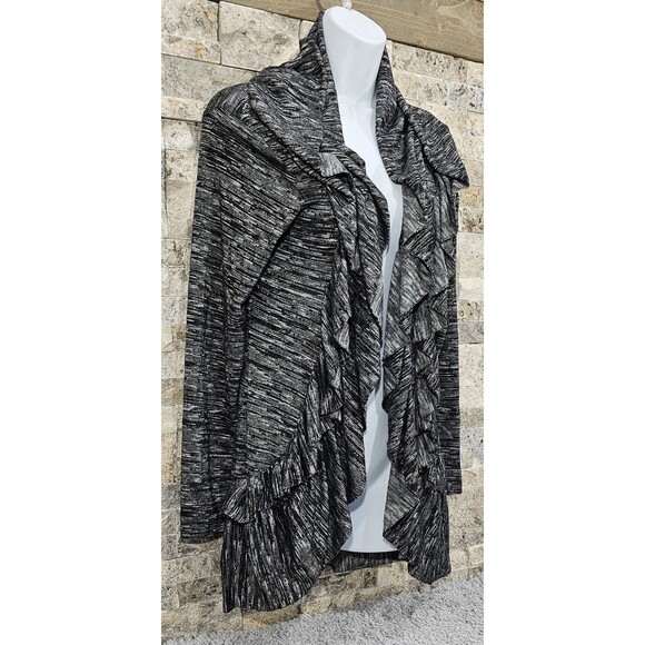 Allie & Rob Womens Ruffled Cardigan Sweater Gray Y2K Fairy Grunge Witchy Large - Picture 7 of 13